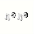 Silberne Musiknoten-Ohrstecker aus Edelstahl mit sicherem Schraubverschluss - Silber
