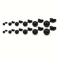 Lot de 6 paires de boucles d'oreilles boules en acier inoxydable noir de tailles variées - 3mm-8mm / Noir