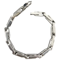 Minimalist silver Cuban chain bracelet for men and women with unique rectangular links - Steel Color (19cm)