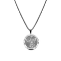 Saint Michael medal necklace for men and women with round religious pendant in stainless steel - Full Steel Color