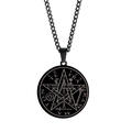 Schwarze Edelstahl-Pentagramm-Salomo-Amulett-Halskette mit Tetragrammaton-Gravur - Pentagramm Schwarze Halskette