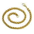 Dettaglio della catena spiga in acciaio dorato con una robusta chiusura a moschettone - Catena a Chiglia (Catena di Grano) / Oro