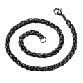 Dettaglio della catena a spiga in acciaio inossidabile nero con chiusura a moschettone - Catena a Chiglia (Catena di Grano) / Nero