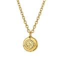 Hip hop style gold titanium steel necklace with a sunbird embossed round pendant - Bird Symbol Style (DZH0012 Gold) / Gold