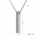 Silver stainless steel box chain necklace with 38mm rectangular column pendant - 6mm / Silver