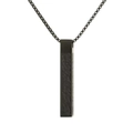Matte black stainless steel rectangular pillar pendant necklace with box chain for men - Matte Engraved Style / 6mm / Black