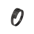 Black stainless steel Islamic cuff ring with textured hammered finish and open design - Black