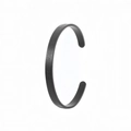 Matte black C-shaped stainless steel cuff bracelet with fine laser engraved patterns - Original Etched / Black