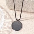 Matte black stainless steel Ayat Kursi necklace with round engraved religious pendant - Black