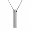 Detailed macro view of the silver rectangular pendant with a durable box chain necklace - 6mm / Silver