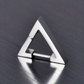 Polished silver stainless steel triangle huggie hoop earring with a sleek geometric design - Triangle Hoop / Silver