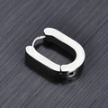Minimalist U-shaped stainless steel huggie earring with a brushed silver metallic finish - Oval Ear Buckle / Silver