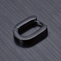 Matte black stainless steel U-shaped earring with minimalist rectangular buckle - Oval Ear Buckle / Black