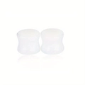 Écarteurs d'oreilles en opale blanche translucide avec design à double évasement - 6mm / Opale