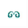 Pair of spiral acrylic ear gauges in transparent teal with colorful speckled spots - Turquoise Green