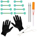 Kit de piercing de langue 14 pièces en acier inox avec barres colorées et accessoires - Combo d'Outils de Piercing de Langue