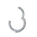 Detailed view of the hinged segment ring opening mechanism for septum and cartilage piercing - 1.0x6mm / Steel