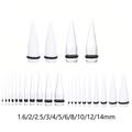 Acryl Dehnungsstäbe in Weiß und Transparent mit O-Ringen, Größen von 1,6mm bis 14mm - 1.6mm / Weiß und Transparent (2 Paare)