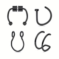 Set of 4 black stainless steel magnetic nose rings and hoops in various industrial designs - Black