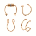 Detail view of 4-piece rose gold magnetic nose ring set with polished stainless steel finish - Rose Gold