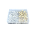 Gold and silver stainless steel earring backs set in a two-compartment storage box - Gold and Silver