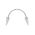 Polished silver stainless steel horseshoe ring with sharp spikes and clear O-rings - Style A / Silver