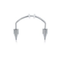 Silver stainless steel horseshoe ring with spike ends and clear silicone fixers - Style B / Silver