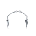 Silver stainless steel horseshoe ring piercing with spiked ends and silicone pads - Style C / Silver