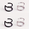 Polished stainless steel double C-shaped ear cuffs in black and silver finishes - Black Steel Combination