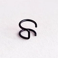 Matte black stainless steel double layer ear cuff for non-pierced ears on white fabric - Black