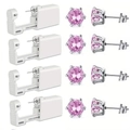 Detalle de cuatro unidades de perforación de oreja con circonitas rosas de seis puntas - Pendientes Zirconia Rosa Y Herramienta de Perforación