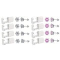 Set de 8 pistolas de perforación de orejas desechables con pendientes de cristal rosa - Pendientes Zirconia Blanca Y Rosa Y Herramienta de Perforación