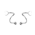 Minimalist silver stainless steel spiral earrings with heart and bead detail - Double / Heart Style