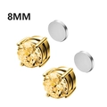 8mm gold-plated magnetic stud earrings with round yellow cubic zirconia for non-pierced ears - 6mm / Gold Champagne (C-6mm)