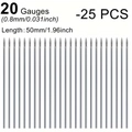 Pack of 25 disposable 20G medical grade stainless steel piercing needles 0.8mm x 50mm - 25 Pack / 20G (0.8mm)
