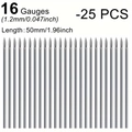 Pack of 25 sterile 16G 1.2mm stainless steel piercing needles 50mm length - 25 Pack / 16G (1.2mm)