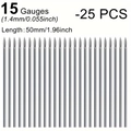Pack of 25 disposable 15 gauge stainless steel piercing needles 1.4mm diameter - 25 Pack / 15G (1.4mm)