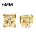 Square 6mm yellow zircon magnetic earrings in gold-plated stainless steel for non-pierced ears - 6mm / Square Gold Champagne (G-6mm)
