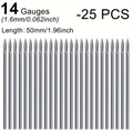 Set of 25 pieces 14G surgical steel piercing needles with 50mm length and 1.6mm diameter - 25 Pack / 14G (1.6mm)