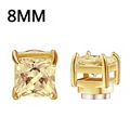 8mm square cut yellow zircon magnetic stud earrings with gold plating finish - 8mm / Square Gold Champagne (G-8mm)