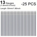 Pack of 25 pieces 13 Gauge hollow stainless steel body piercing needles 50mm length - 25 Pack / 13G (1.8mm)
