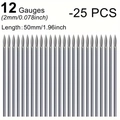 Pack of 25 disposable 12 Gauge piercing needles made of polished stainless steel - 25 Pack / 12G (2.0mm)