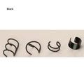 Detailed set of 4 black non-piercing stainless steel ear cuffs with various geometric designs - Black Style