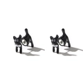 Pendientes de gato negro en acero inoxidable con perla blanca y acabado de esmalte - Gato Negro con Collar de Perlas (Estilo C)