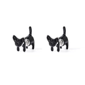 Pendientes de gato negro 3D en diseño dividido con acabado brillante y acero inoxidable - Diseño de Gato Negro Simple (Estilo D)