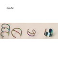 Set of four colorful iridescent stainless steel non-piercing nose rings and ear clips - Multicolor Style