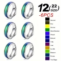 Lot de 6 bagues d'humeur en taille 12 en acier inoxydable avec changement de couleur - US 12 / Ensemble de bagues