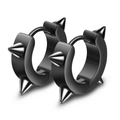 Créoles en acier inoxydable noir mat avec trois pointes style punk et rock - Boucle d'Oreille Pendentif Pointe Noir (Seul)