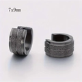 Pendientes de aro anchos de acero inoxidable negro con acabado arenado 7x9mm - Estilo A / Versión Ancha / Negro