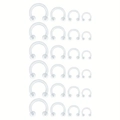 Set of clear acrylic horseshoe barbells for nose, ear, and lip piercings in various sizes - Transparent Horseshoe Barbell Combination